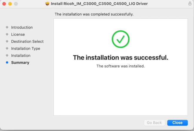 Image of installer window showing installation was successful.